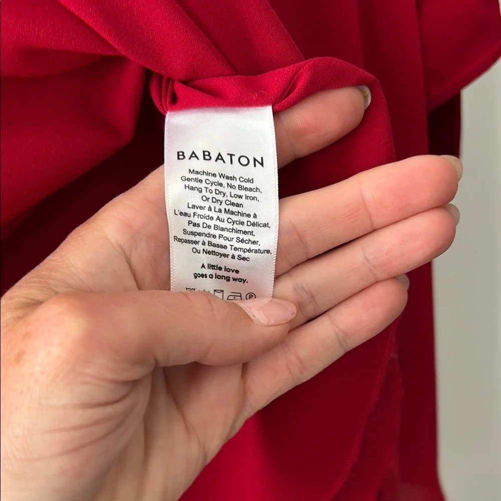Aritzia Babaton Red Off-the-Shoulder Flutter Sleeve Blouse - Picture 4 of 5